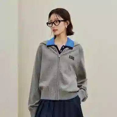 茵曼 休闲通勤宽松彩点连帽针织衫 女款