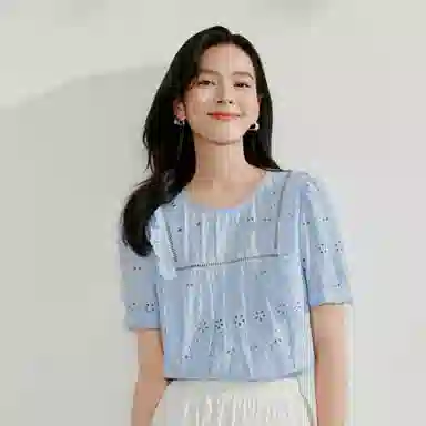 茵曼 休闲舒适百搭短袖衬衫 女款