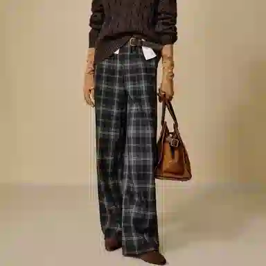 茵曼 格子简约舒适时尚休闲裤 女款