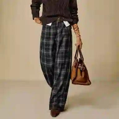 茵曼 格子简约舒适时尚休闲裤 女款