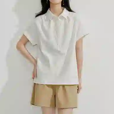 茵曼 简约通勤法式百搭宽松显瘦短袖衬衫 女款
