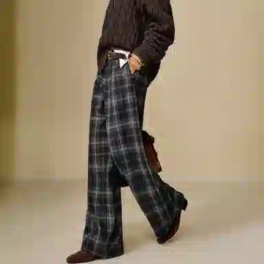 茵曼 格子简约舒适时尚休闲裤 女款