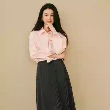 茵曼 条纹绣花袖口宽松落肩长袖衬衫 女款