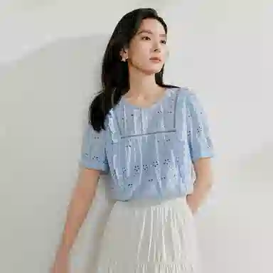 茵曼 休闲舒适百搭短袖衬衫 女款