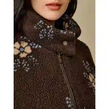 茵曼 夹棉刺绣宽松长袖棉服 女款