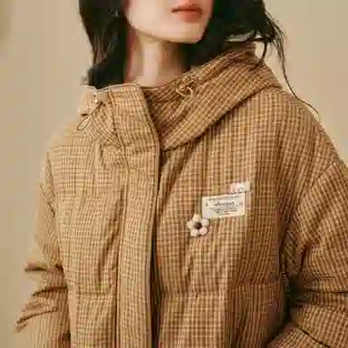 茵曼 时尚舒适纯色长袖中长款羽绒服 女款