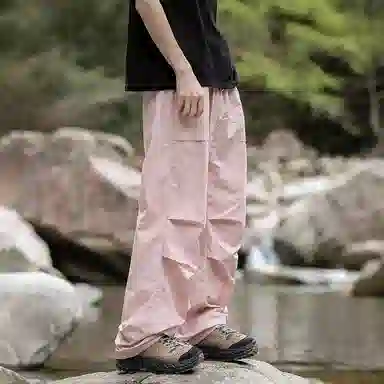 木林森 纯色垂感速干美式复古高街机能风工装裤 男女同款