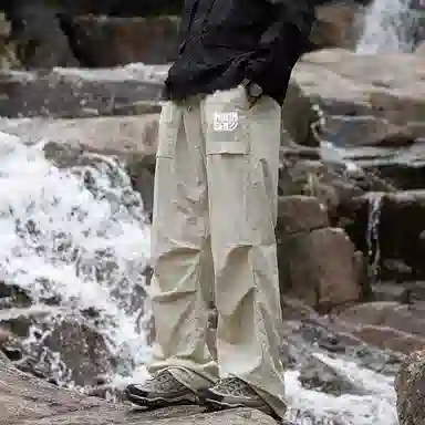 木林森 纯色垂感速干美式复古高街机能风工装裤 男女同款