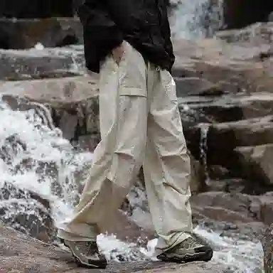 木林森 纯色垂感速干美式复古高街机能风工装裤 男女同款