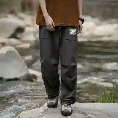 木林森 纯色垂感速干美式复古高街机能风工装裤 男女同款