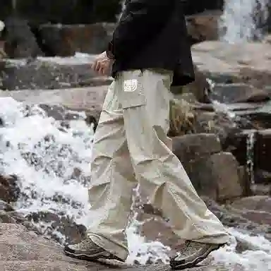 木林森 纯色垂感速干美式复古高街机能风工装裤 男女同款