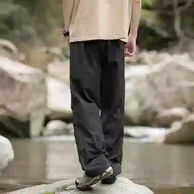 木林森 纯色垂感速干美式复古高街机能风工装裤 男女同款