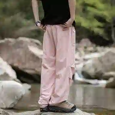 木林森 纯色垂感速干美式复古高街机能风工装裤 男女同款