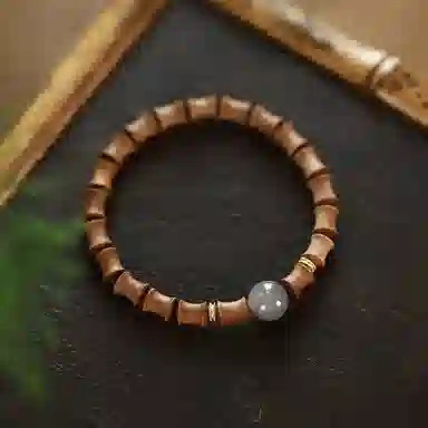 游思集 竹梦松 节节高升势如破竹镶嵌圆珠设计感 文玩 好物 木作 手串 男女同款情侣款 檀木