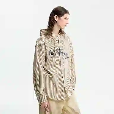 Organic Emotion OE Striped Hoodie Shirt Khaki