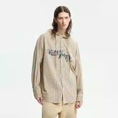 Organic Emotion OE Striped Hoodie Shirt Khaki