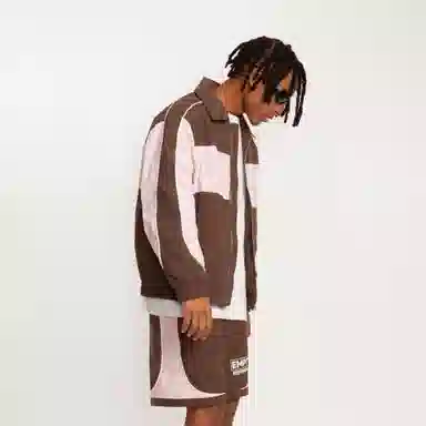 EMPTY REFERENCE Retro Patchwork Jacket Pink Brown