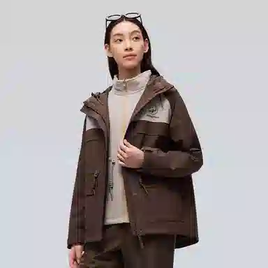 熊猫  硬糖系列 徒步登山时尚三合一连帽宽松拉链  防风耐磨冲锋衣 女款
