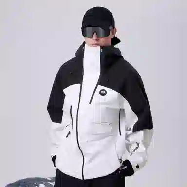 熊猫  山系户外硬壳三防连帽单层  防水防风耐磨防泼水冲锋衣 男女同款 雅丹白