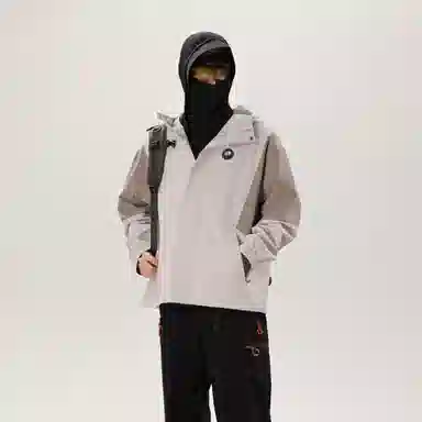 熊猫  拼接撞色休闲舒适连帽  防水防风耐磨冲锋衣 男女同款