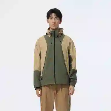 熊猫 简约撞色防风户外休闲连帽夹克外套 男女同款
