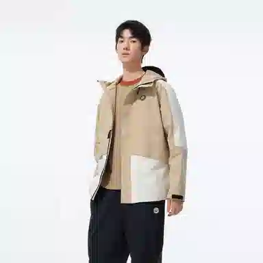 熊猫 休闲徒步轻量化撞色户外防水防风透湿连帽单层冲锋衣 男女同款