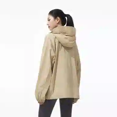 熊猫 户外休闲纯色自带面罩帽檐原纱长袖防晒服 男女同款