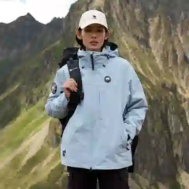 熊猫  舒适休闲简约三合一连帽  保暖防风防水透气冲锋衣 男女同款