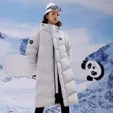 熊猫 高蓬鸭绒保暖御寒长款加厚羽绒服 男女同款