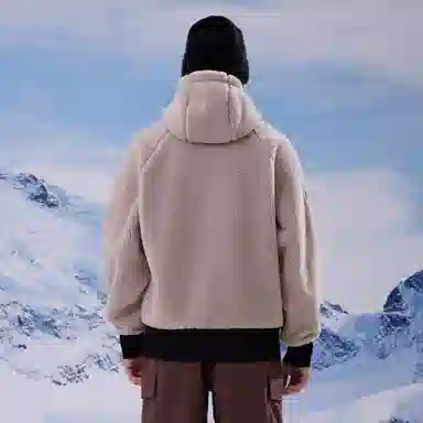 熊猫 户外双层锁温时髦复古宽松连帽绒感外套 男女同款