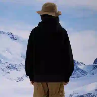 熊猫 户外双层锁温时髦复古宽松连帽绒感外套 男女同款