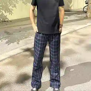 悍戈 美式复古格子男夏款多样版型设计感裤子休闲裤 男女同款
