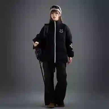 LA'T.WEEKEND Reversible Cartoon Cat Logo Cotton Jacket