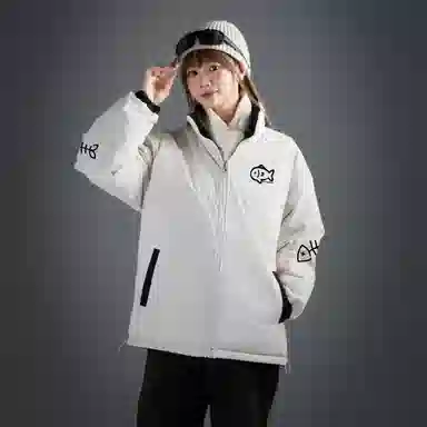 LA'T.WEEKEND Reversible Cartoon Cat Logo Cotton Jacket