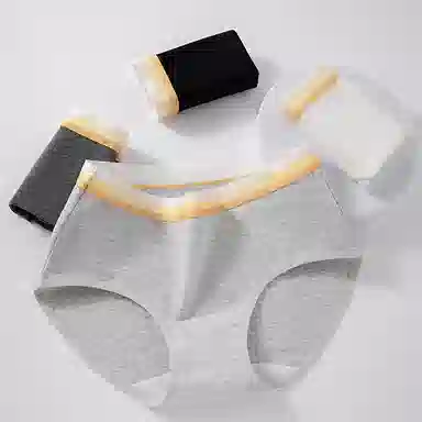 二三二三 轻薄透气亲肤柔软舒适不卡档不夹臀三角裤防勒不卷边高弹中腰短裤撞色字母时尚运动少女百搭潮流内裤 女款 组合装