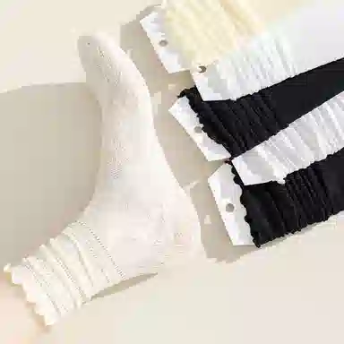 二三二三 少女心蕾丝透气甜美日系休闲袜亲肤柔软舒适吸汗排湿防滑防臭高弹袜口不勒脚柔顺透气不闷堆堆袜通勤百搭出行中筒袜 女款