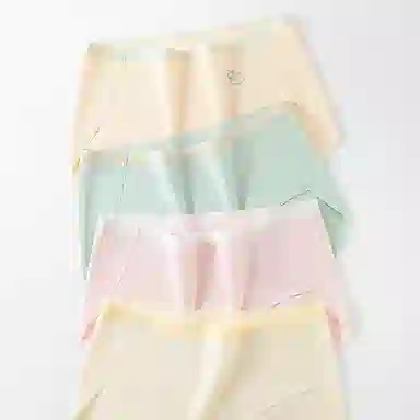 二三二三 纯色轻薄透气不卡档不夹臀高弹中腰舒适柔软不勒肉吸湿排汗三角裤柔软亲肤不卷边纯色简约时尚百搭少女内裤 女款 组合装