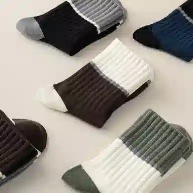 二三二三 个性时尚拼色文艺舒适透气运动袜吸汗防滑防臭抑菌亲肤柔软居家袜子日常通勤跑步爬山健身休闲潮流百搭中筒袜 男款