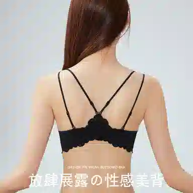 二三二三 前扣式豹纹蕾丝纯欲内衣柔软舒适聚拢有型防下垂侧收副乳呼吸感胸罩甜酷时尚百搭潮流无钢圈交叉细肩带文胸 女款