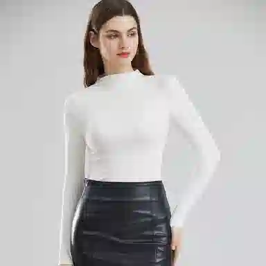 二三二三  高领磨毛堆堆领打底衫柔软亲肤修身保温内衣隐形无痕加绒加厚内搭上衣日常舒适简约百搭保暖上装 女款