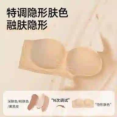 二三二三 无肩带透气吸汗聚拢防滑防下垂亲肤柔软无痕舒适高级感抹胸美背日常时尚百搭无钢圈可调节文胸 女款