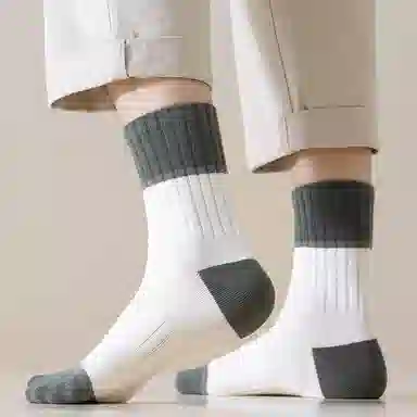 二三二三 个性时尚拼色文艺舒适透气运动袜吸汗防滑防臭抑菌亲肤柔软居家袜子日常通勤跑步爬山健身休闲潮流百搭中筒袜 男款