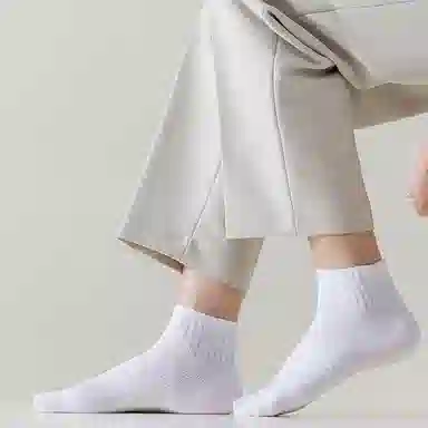 二三二三 纯色运动吸汗透气抗菌防臭袜亲肤舒适高弹抗起球百搭休闲袜薄款网眼短袜 男女同款 组合装