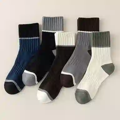 二三二三 个性时尚拼色文艺舒适透气运动袜吸汗防滑防臭抑菌亲肤柔软居家袜子日常通勤跑步爬山健身休闲潮流百搭中筒袜 男款