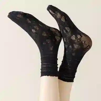 二三二三 少女心蕾丝透气甜美日系休闲袜亲肤柔软舒适吸汗排湿防滑防臭高弹袜口不勒脚柔顺透气不闷堆堆袜通勤百搭出行中筒袜 女款