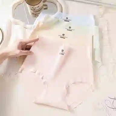 二三二三 纯棉高腰无痕亲肤柔软舒适中腰包臀不卡裆不夹臀不卷边三角抑菌透气吸汗纯色字母印花简约时尚百搭潮流内裤 女款 组合装