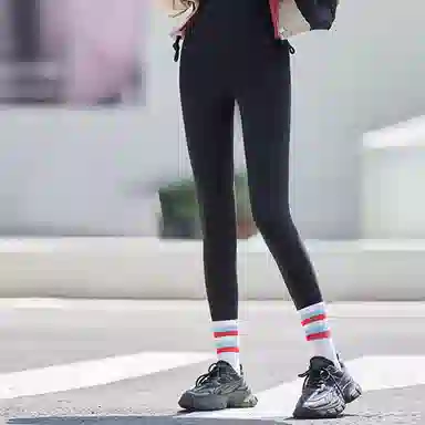 二三二三 纯色加绒加厚鲨鱼可外穿高腰打底收腹提臀保暖修身时尚休闲塑身鲨鱼裤 女款 黑色