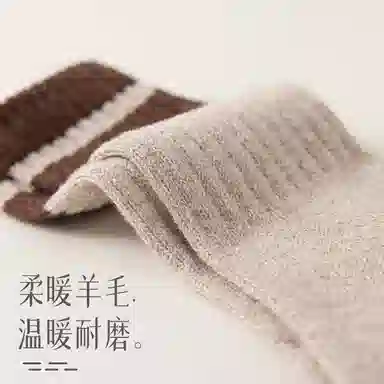 二三二三 羊毛保暖抗寒撞色条纹运动袜舒适柔软吸汗透气高弹居家休闲袜日常通勤跑步爬山健身骑行滑雪中筒袜 男款