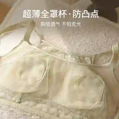 二三二三 性感镂空蕾丝网纱内衣轻薄舒适聚拢显瘦防下垂收副乳呼吸感胸罩时尚百搭日常无钢圈可调节肩带文胸 女款