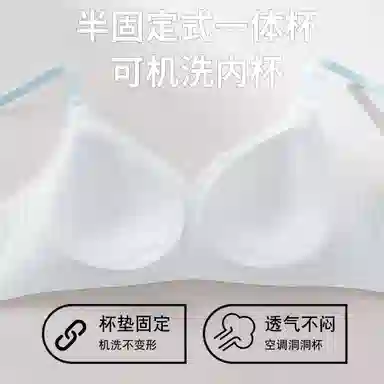 二三二三 裸感冰凉亲肤柔软内衣舒适透气吸汗聚拢防下垂胸罩清新格子侧收副乳美背甜美百搭日常通勤可调节肩带文胸 女款